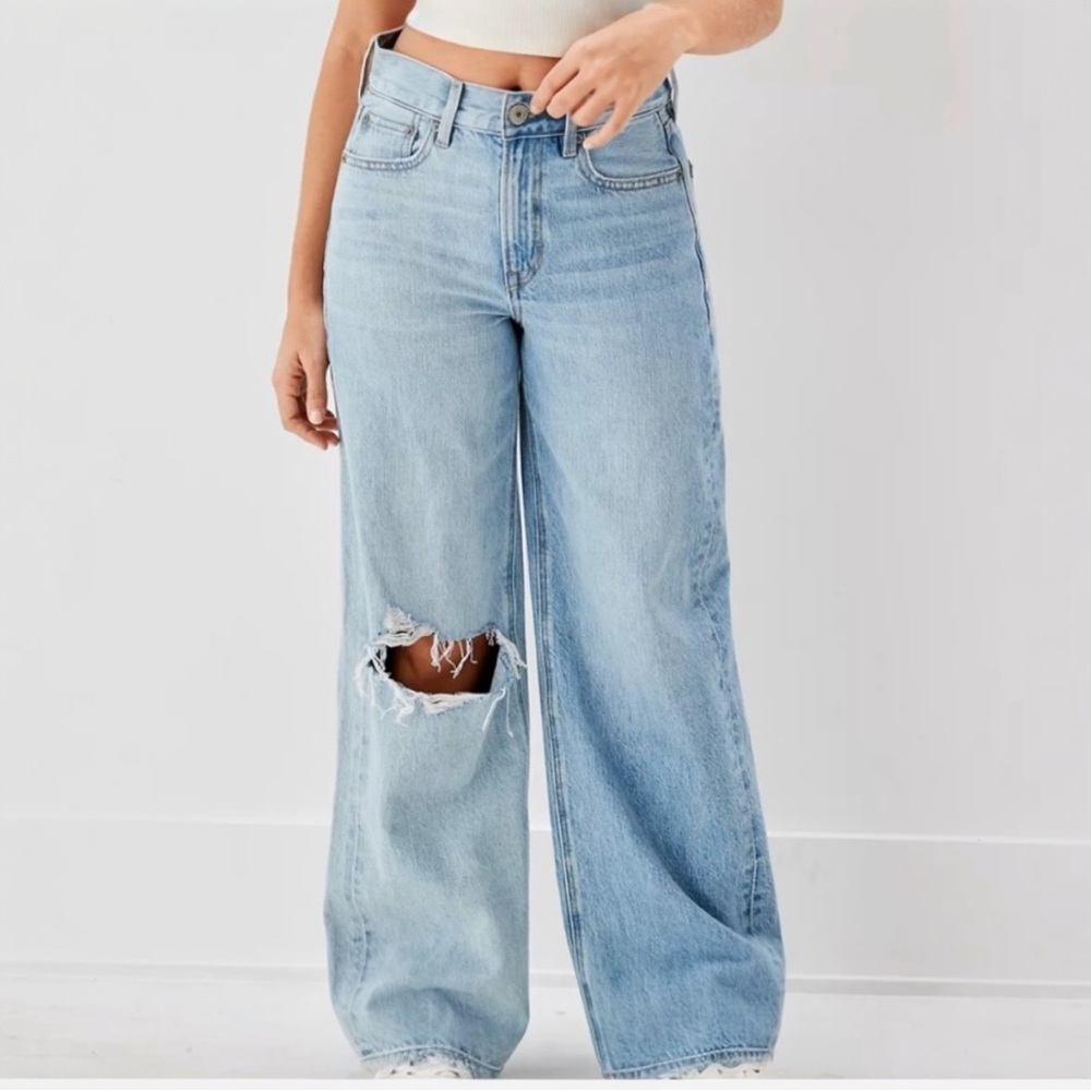AE Skater Wide Leg Jeans Size 12 Y2K Two Tone